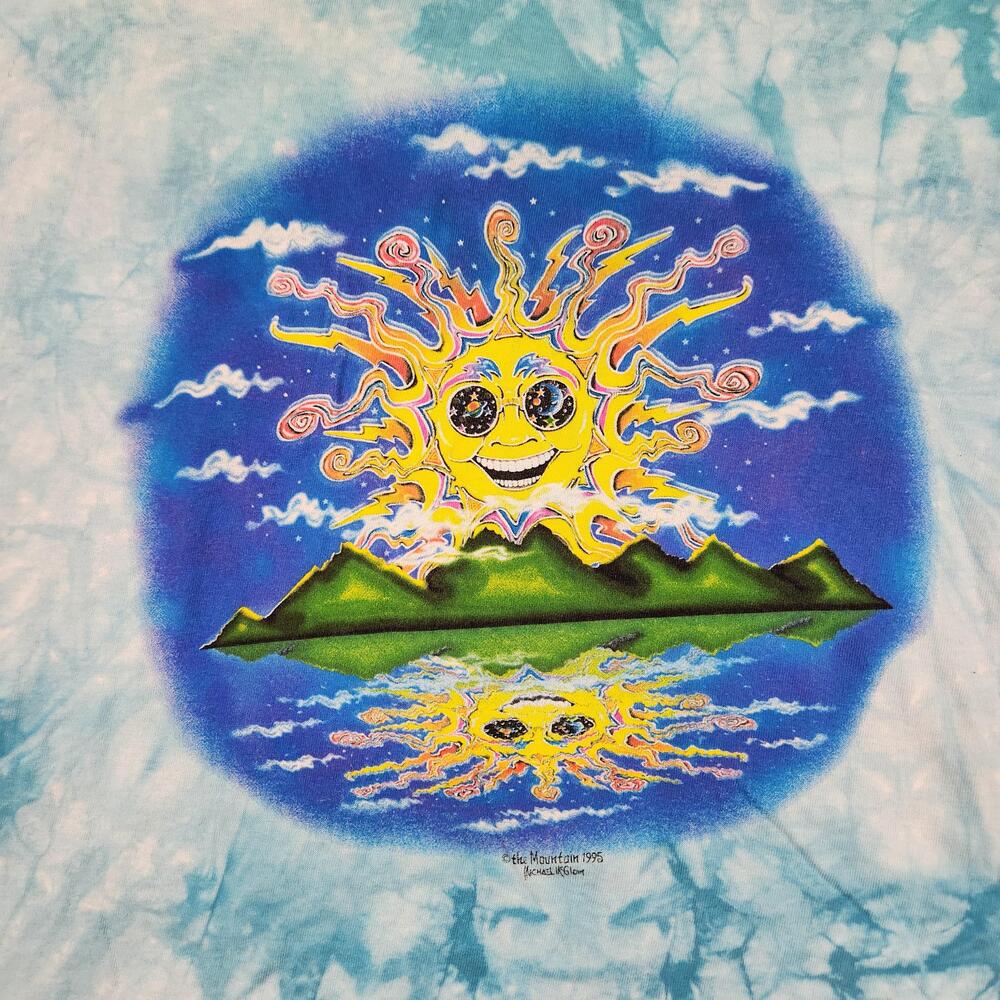 Vintage Sun And Moon Shirt Mens 2XL Blue Tie Dye Graphic The Mountain 90s USA